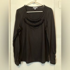 Bandolino long sleeve decorative black top / shirt - size Large